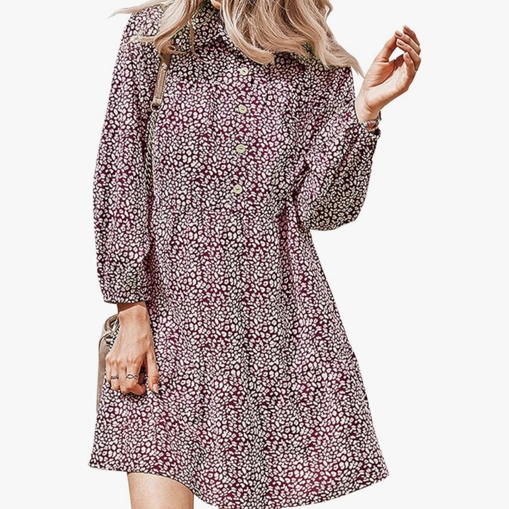 Floral Mini Dress - Black and White